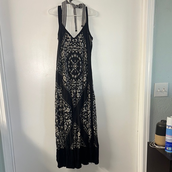 Black Halter Maxi Sundress for Wedding Guest - Picture 1 of 5